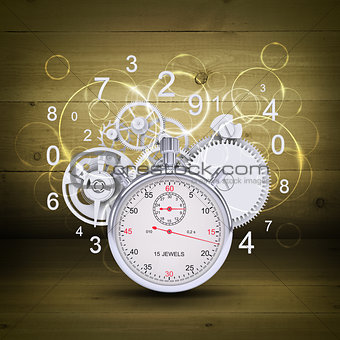 Stopwatch with figures and gears