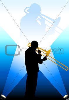 Trumpet Musician under the Bright Lights
