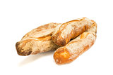 Fresh baguettes isolated on white background
