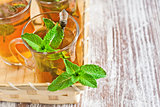 Turlish tea with mint background