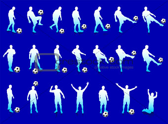 Blue Soccer Player Silhouette Collection