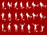 Red Soccer Player Silhouette Collection