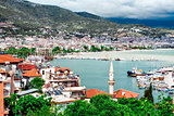 View from the old fortress to Alanya port. Turkey