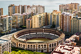 View of bullring, located in the heart of the Malaga city. Spain