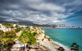 Calahonda beach, located in the centre of Nerja town. Spain