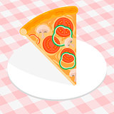 Piece of Italian pizza under white plate