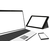 Laptop, tablet pc and smartphone as temlate