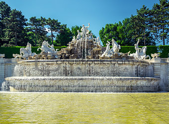The neptune fountain at the Schonbrunn Palace in Vienna, Austria