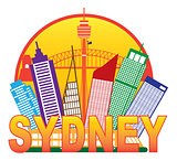 Sydney Australia Skyline Circle Color Illustration