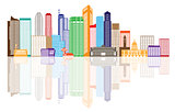 Singapore City Skyline Color with Reflection Illustration