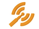Orange RSS antenna with two signals radio waves