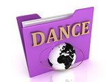DANCE bright gold letters on a lilac folder 