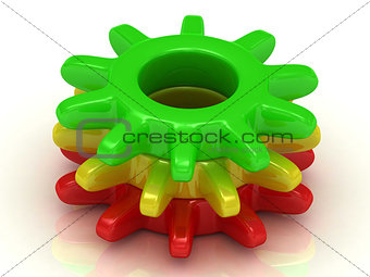 Work concept Red, yellow and green gears