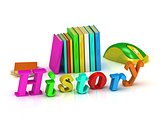 History inscription bright volume letter and textbooks