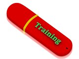 Training - inscription bright volume letter on red USB flash