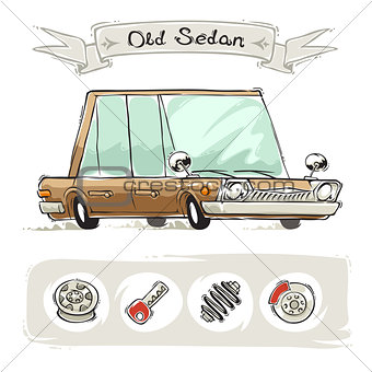 Old Cartoon Sedan Set