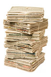 Stack of newspapers for recycling