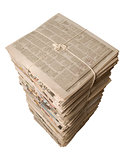 Overhead view of a stack of newspapers for recycling