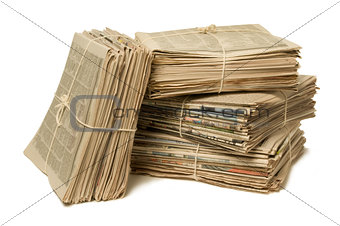 Bundles of newspapers for recycling
