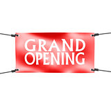 Banner grand opening with four ropes on the corner