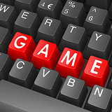 Black keyboard with game word