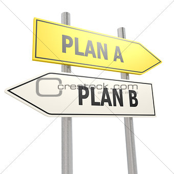 Plan A B road sign