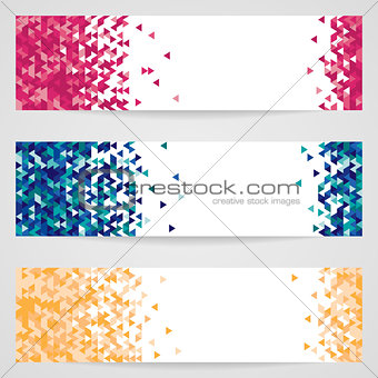 Set of three vector banners with geometric pattern