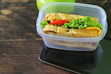 sandwich with cheese and tomato for a healthy school lunch