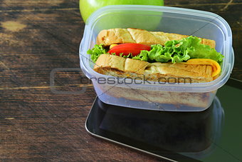 sandwich with cheese and tomato for a healthy school lunch