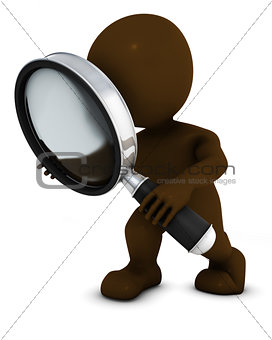 3D Morph Man searching with magnifying glass