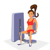 Woman at the gym exercising on a machine.