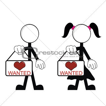 pictograms love stick man and girl vector