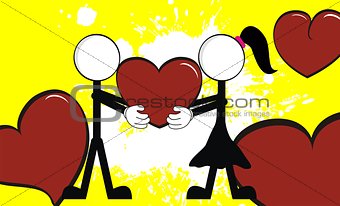 pictograms love stick man and girl background4