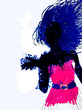 Watercolor girl silhouette