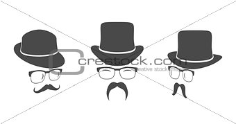 Vintage design elements set (hats, eyeglasses, moustaches)