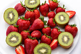Strawberries and kiwifruits