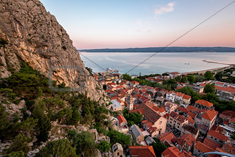 Aerial View on Omis Old Town and Holy Spirit Church, Dalmatia, C