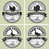 icons rooster, turkey, goose, duck