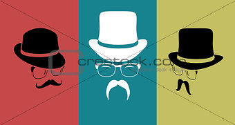 Vintage design elements set (hats, eyeglasses, moustaches)