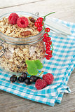 Healty breakfast with muesli and berries