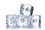 Melting ice cubes with water dew