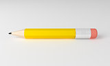 3D render of detailed pencil isolated on white background.