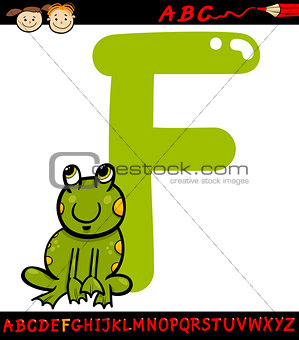 letter f for frog cartoon illustration