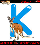 letter k for kangaroo cartoon illustration