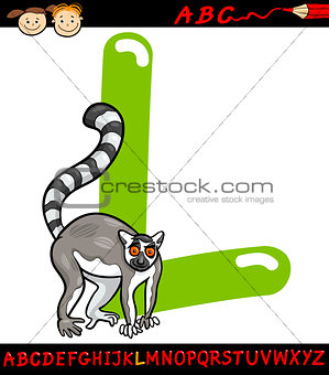 letter l for lemur cartoon illustration