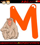 letter m for macaque cartoon illustration