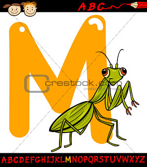 letter m for mantis cartoon illustration