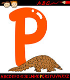 letter p for pangolin cartoon illustration
