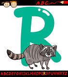 letter r for raccoon cartoon illustration
