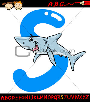 letter s for shark cartoon illustration